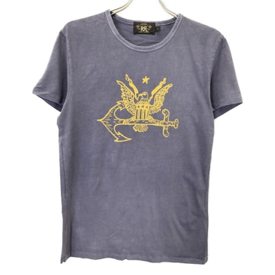 ダブルアールエル パープル×イエロー イーグルアンカー 半袖Tシャツ S