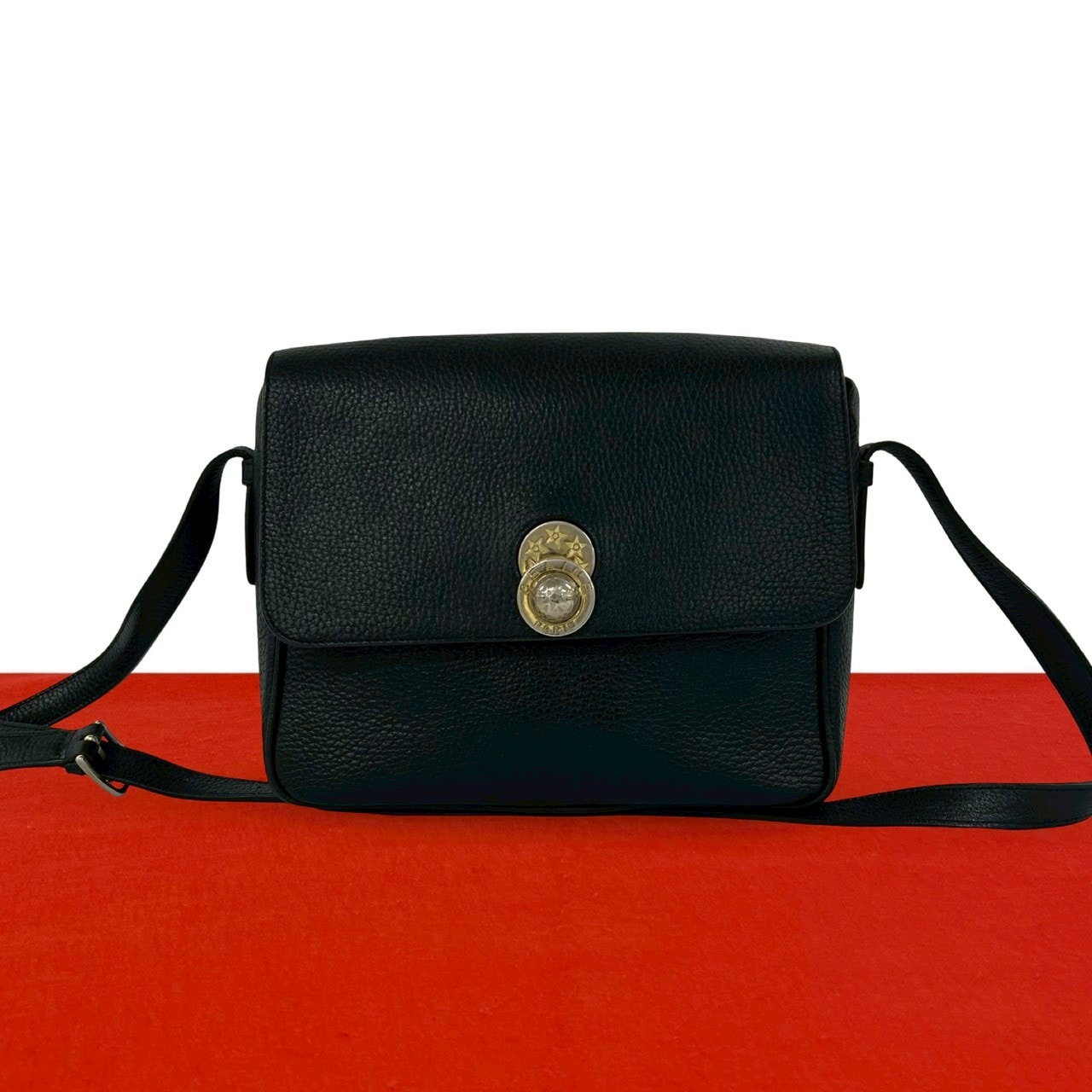 CELINE セリーヌ スターボール 金具 レザー ショルダーバッグ ブラック
195-6