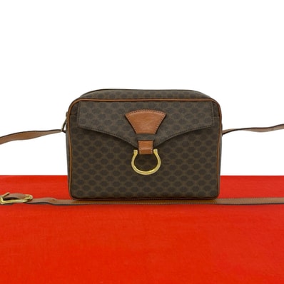 CELINE セリーヌ マカダム ブラゾン トリオンフ 柄 レザー PVC ショルダーバッグ ブラウン
62806