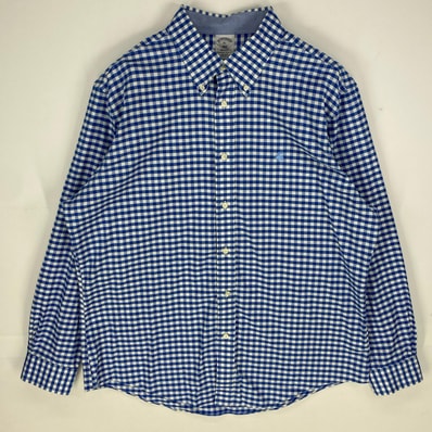 古着 ブルックスブラザーズ Brooks Brothers 長袖シャツ ボタンダウン ワンポイント REGENT XL ブルー系 チェック メンズ