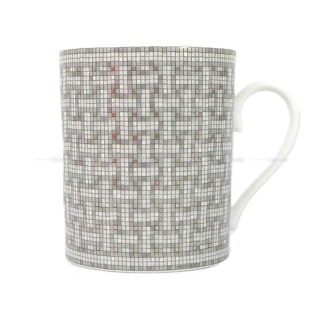 HERMES エルメス マグカップ モザイク 24 (ヴァンキャトル) 300ml プラチナ ポーセリン(陶器) P035031P 新品
