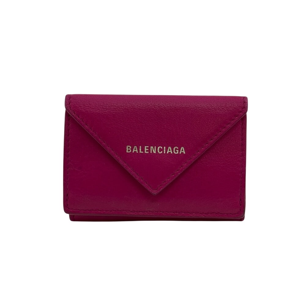 バレンシアガ BALENCIAGA 三つ折り財布 ペーパーミニウォレット コンパクト 391446 ピンク