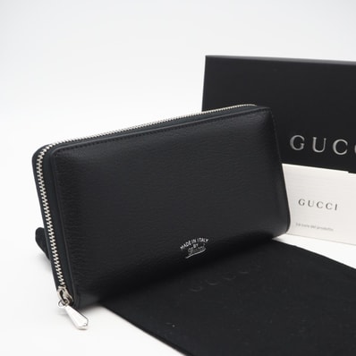 未使用 GUCCI グッチ リラ ジップアラウンドウォレット 867318 長財布 ブラック レザー メンズ