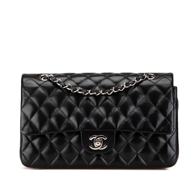 シャネル マトラッセ25 ダブルフラップ ココマーク チェーン ショルダーバッグ ブラック ラムスキン レディース CHANEL 【中古】