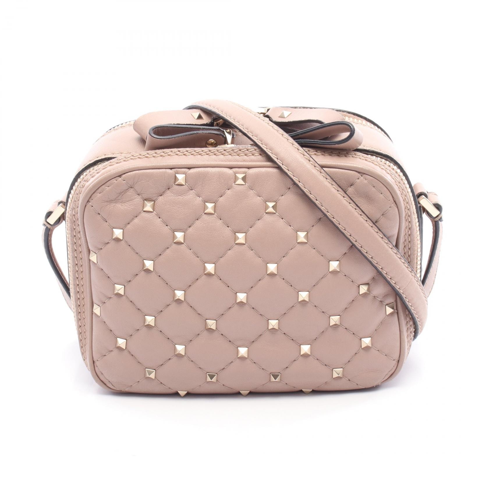 ヴァレンチノ Valentino キルティング ショルダーバッグ バッグ レザー レディース ピンク系 【中古】