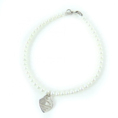 美品 ティファニー ミニハートタグ ブレスレット シルバー レディース