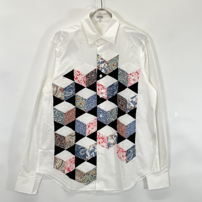 ロエベ ホワイト アナグラム×和柄 シャツ