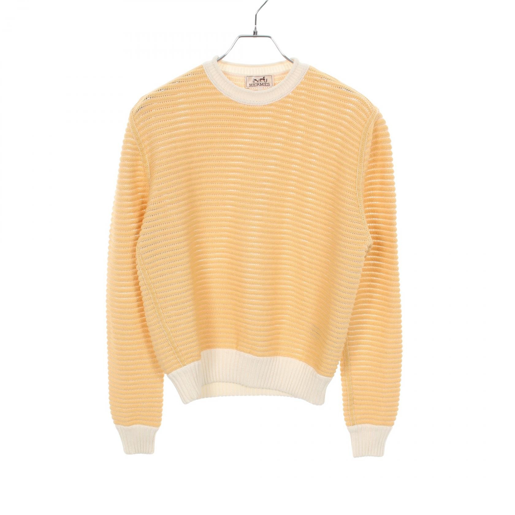 エルメス HERMES ニット 衣料品 トップス コットン カシミヤ ホワイト レディース イエロー系 / ホワイト系 【中古】