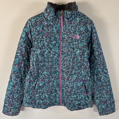 古着 ザ・ノースフェイス THE NORTH FACE リバーシブルジャケット ナイロンジャケット フリースジャケット ワンポイントロゴ刺繍 M 10/12 ブルー系 キッズ