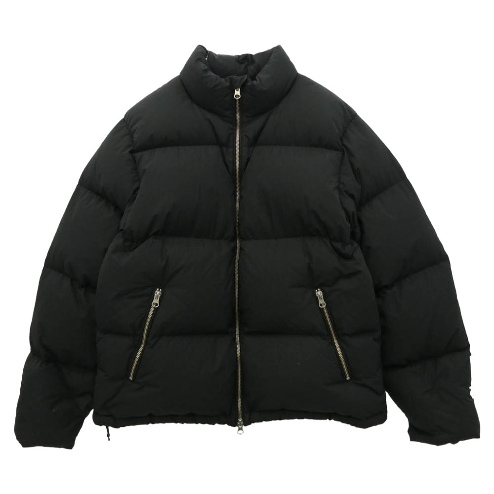 STUSSY ステューシー Down Puffer Nylon ダウン パッファ 袖ストックロゴ 刺繍 ナイロン ダウン ジャケット ブラック系 S【中古】