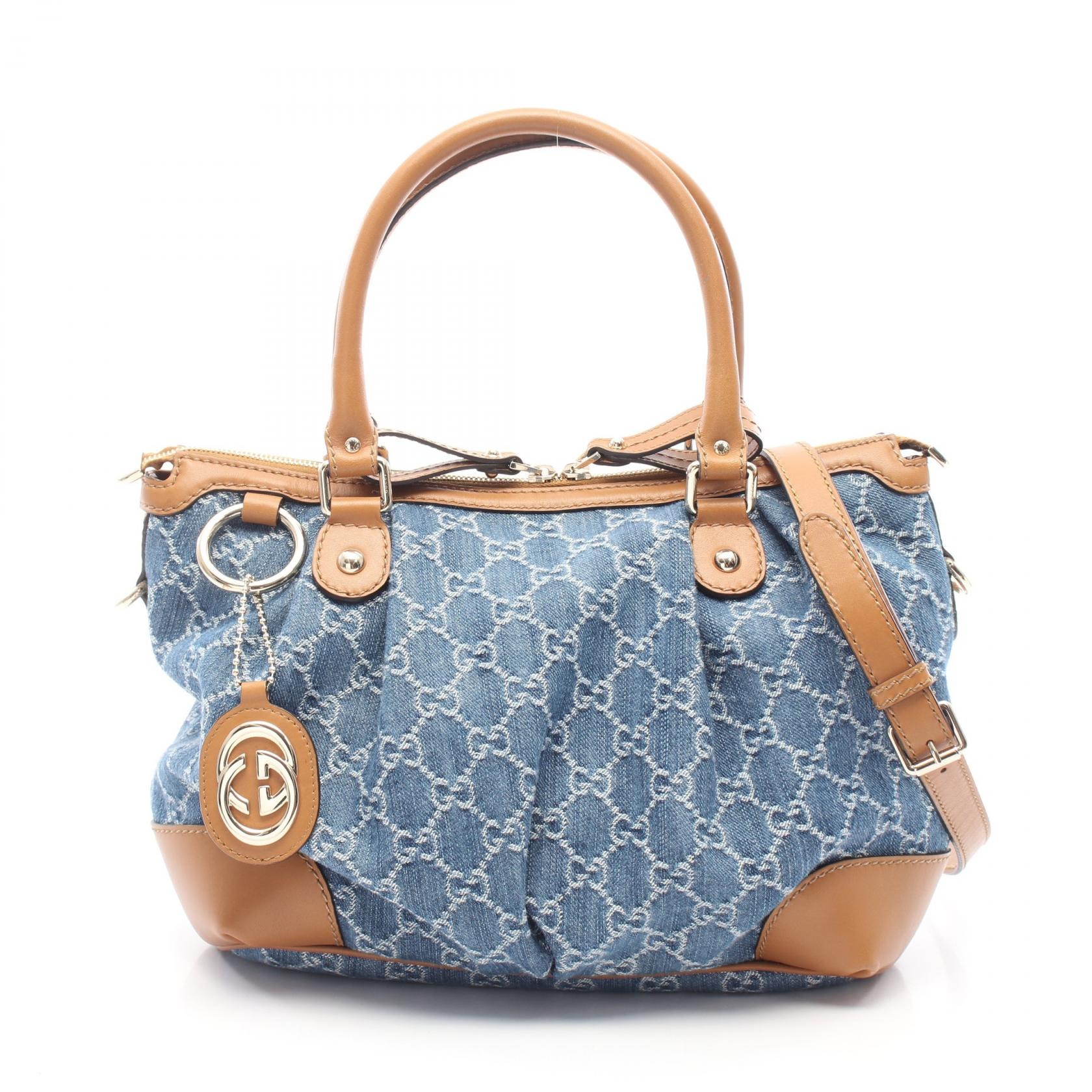グッチ GUCCI スーキー GG柄 2WAY ハンドバッグ バッグ デニム レディース ブルー系 / ブラウン系 247902 【中古】