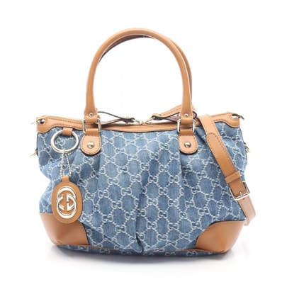 グッチ GUCCI スーキー GG柄 2WAY ハンドバッグ バッグ デニム レディース ブルー系 / ブラウン系 247902 【中古】