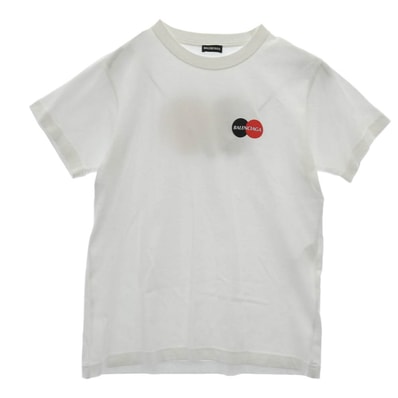 BALENCIAGA バレンシアガ Tシャツ 20SS Uniform Logo Cotton T-shirt クレジットカード ロゴ 半袖 Tシャツ ホワイト系 M【中古】