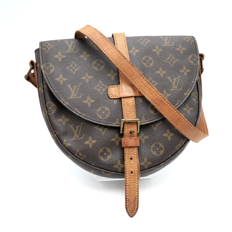 LOUIS VUITTON(ルイ・ヴィトン)シャンティMM ヴィンテージ ショルダーバッグ モノグラム ブラウン PVCキャンバス ヌメ革 ゴールド金具 斜め掛け レディース【中古】