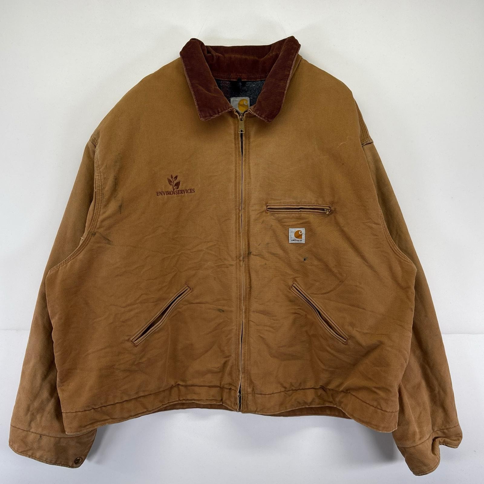 古着 カーハート Carhartt USA製 ワークジャケット デトロイトジャケット 大きいサイズ ワーク ダック地 ブランケット 4XL  ベージュ系 メンズ