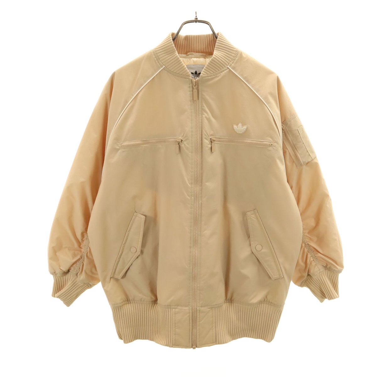 adidas アディダス トレフォイルロゴ ブルゾン M ベージュ 裏キルティング