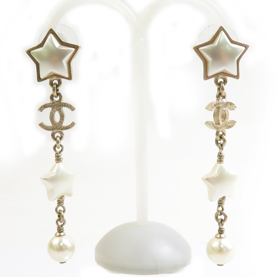 シャネル CHANEL ピアス メタル/フェイクパール ゴールド×ホワイト レディース【中古】 56603a