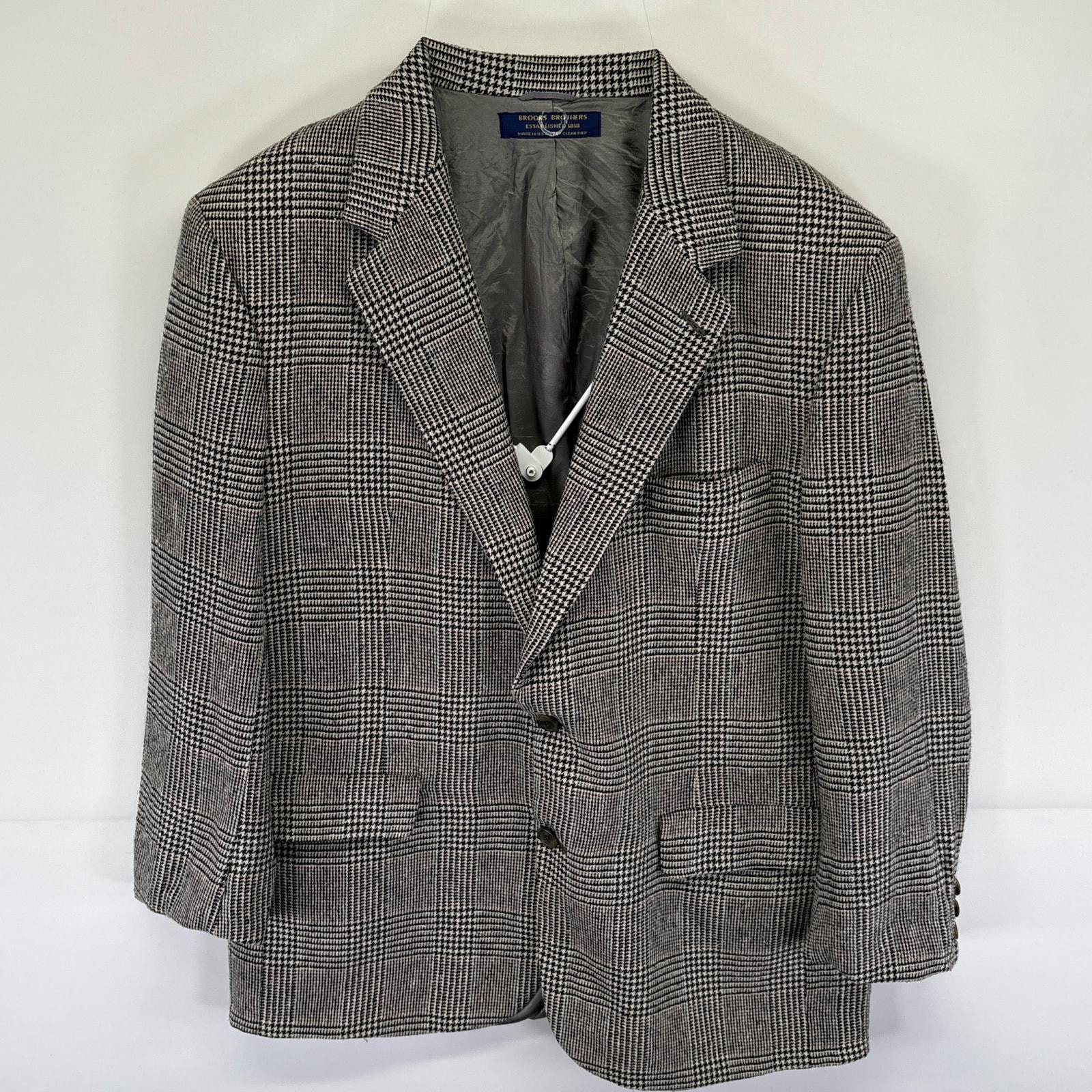 古着 ブルックスブラザーズ Brooks Brothers USA製 テーラードジャケット ブレザー スーツ チェック柄 ツイード 42RG  グレー メンズ