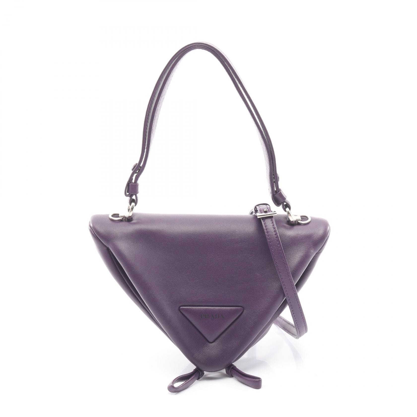プラダ PRADA トライアングル 2WAY ハンドバッグ バッグ レザー レディース パープル系 1BA315 【中古】