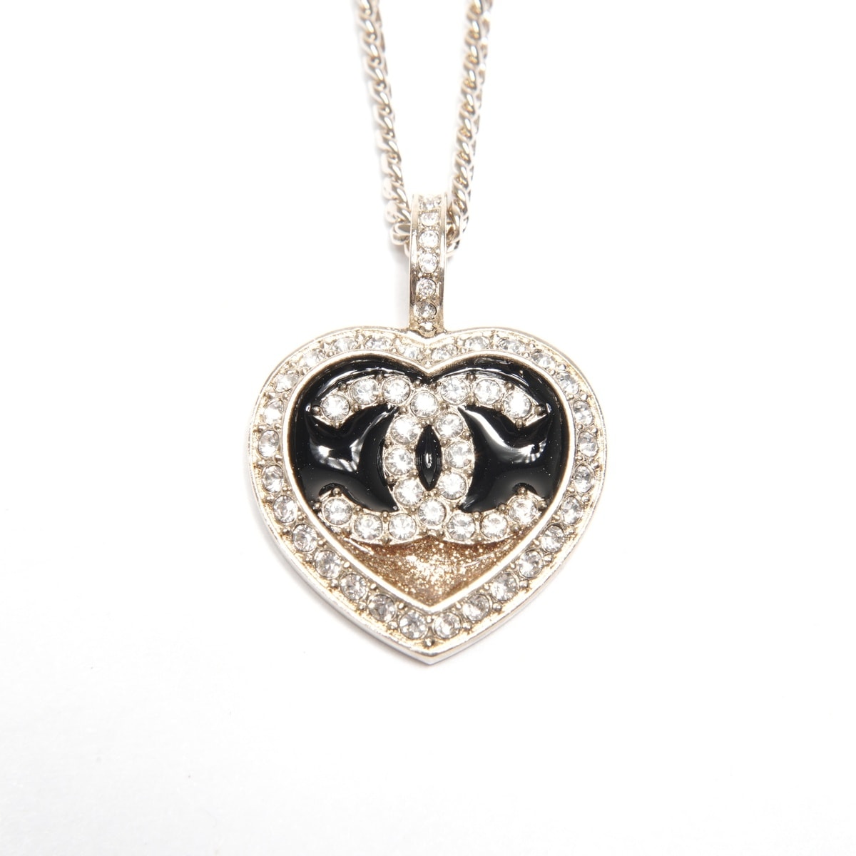 シャネル CHANEL C23B ココマーク ハート ラインストーン ネックレス【中古】