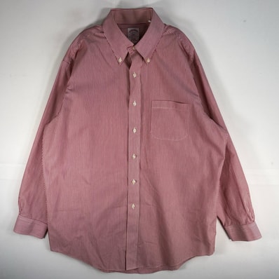 古着 ブルックスブラザーズ Brooks Brothers 長袖シャツ 胸ポケ 346 REGULAR FIT L レッド系 ストライプ メンズ