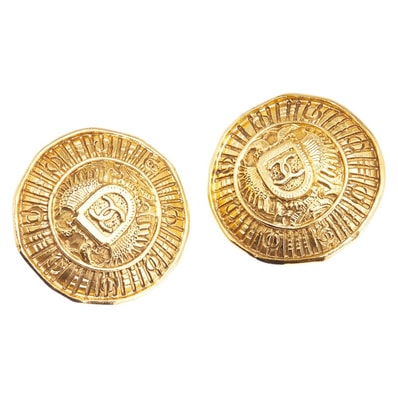 シャネル ヴィンテージ ココマーク カンボン 盾 モチーフ イヤリング ゴールド メッキ レディース CHANEL 【中古】
