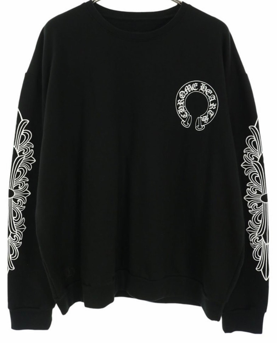 Chrome Hearts Floral Cross Horseshoe Back Print Sweatshirt "Black"
