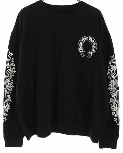 Chrome Hearts Floral Cross Horseshoe Back Print Sweatshirt "Black"