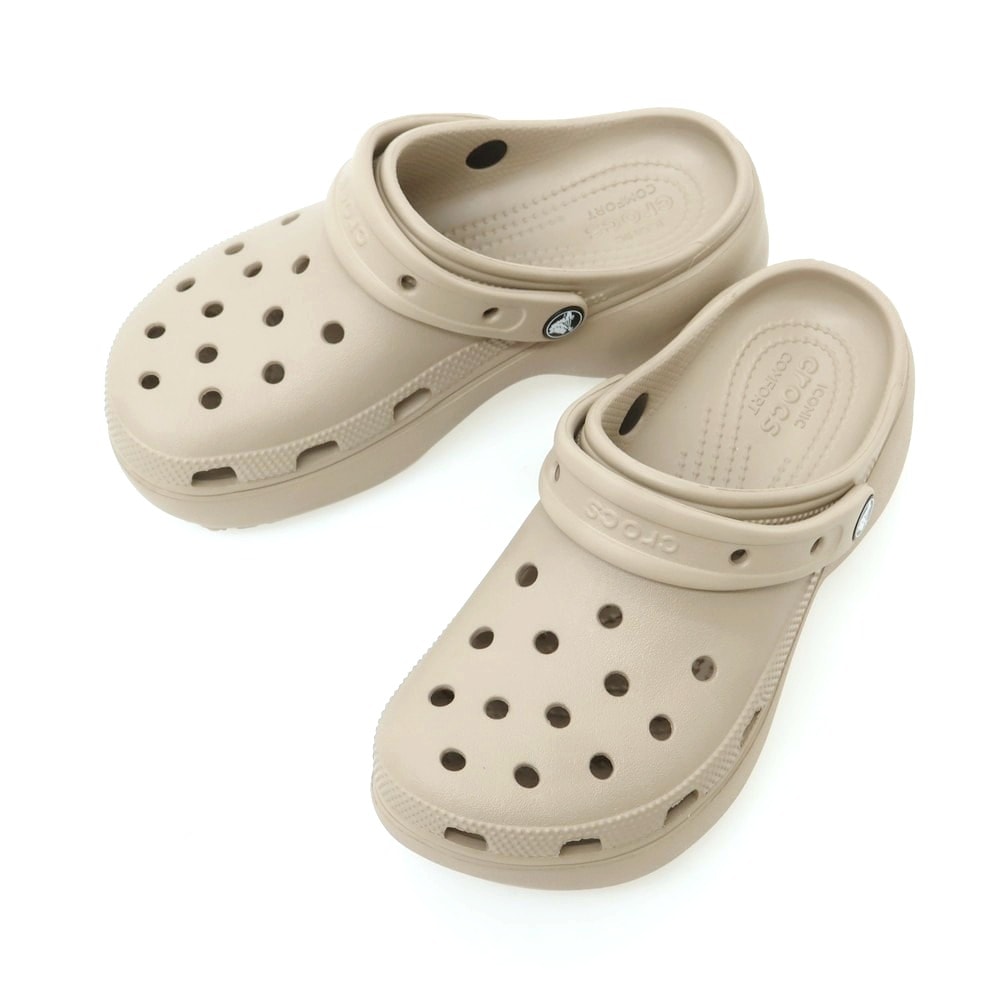 【中古】【未使用】クロックス crocs ジビッツ3セット付 サンダル トープ【サイズW7】【レディース】