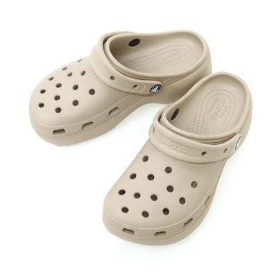 【中古】【未使用】クロックス crocs ジビッツ3セット付 サンダル トープ【サイズW7】【レディース】
