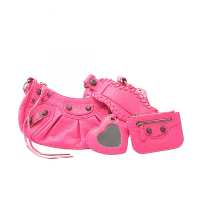 バレンシアガ BALENCIAGA LE CAGOLE ショルダーバッグ バッグ レザー レディース ピンク系 671309 【中古】