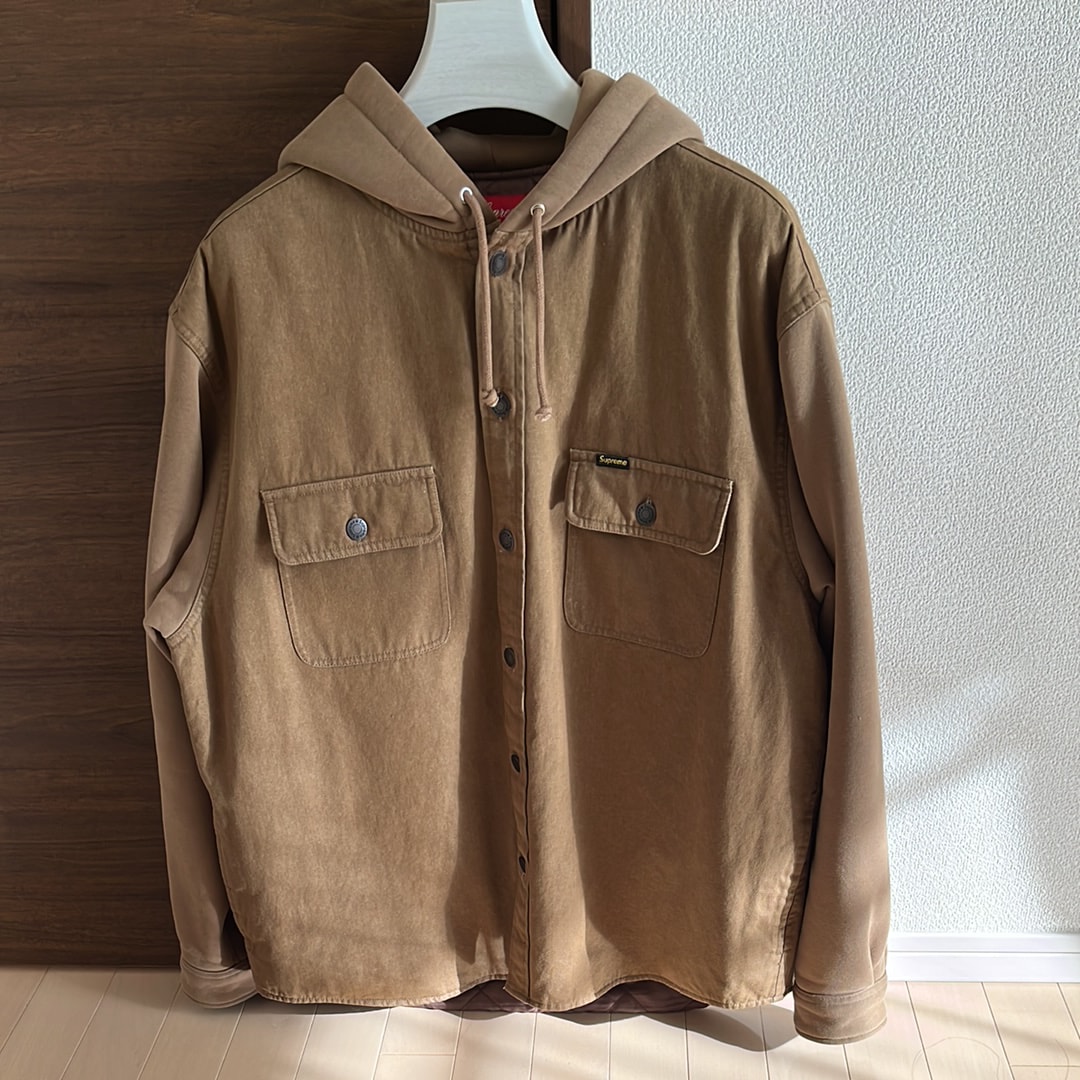 シュプリーム フリース フーディー デニム シャツ "ブラウン"