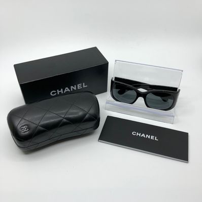 CHANEL Coco Mark Rhinestone Sunglasses "Black"