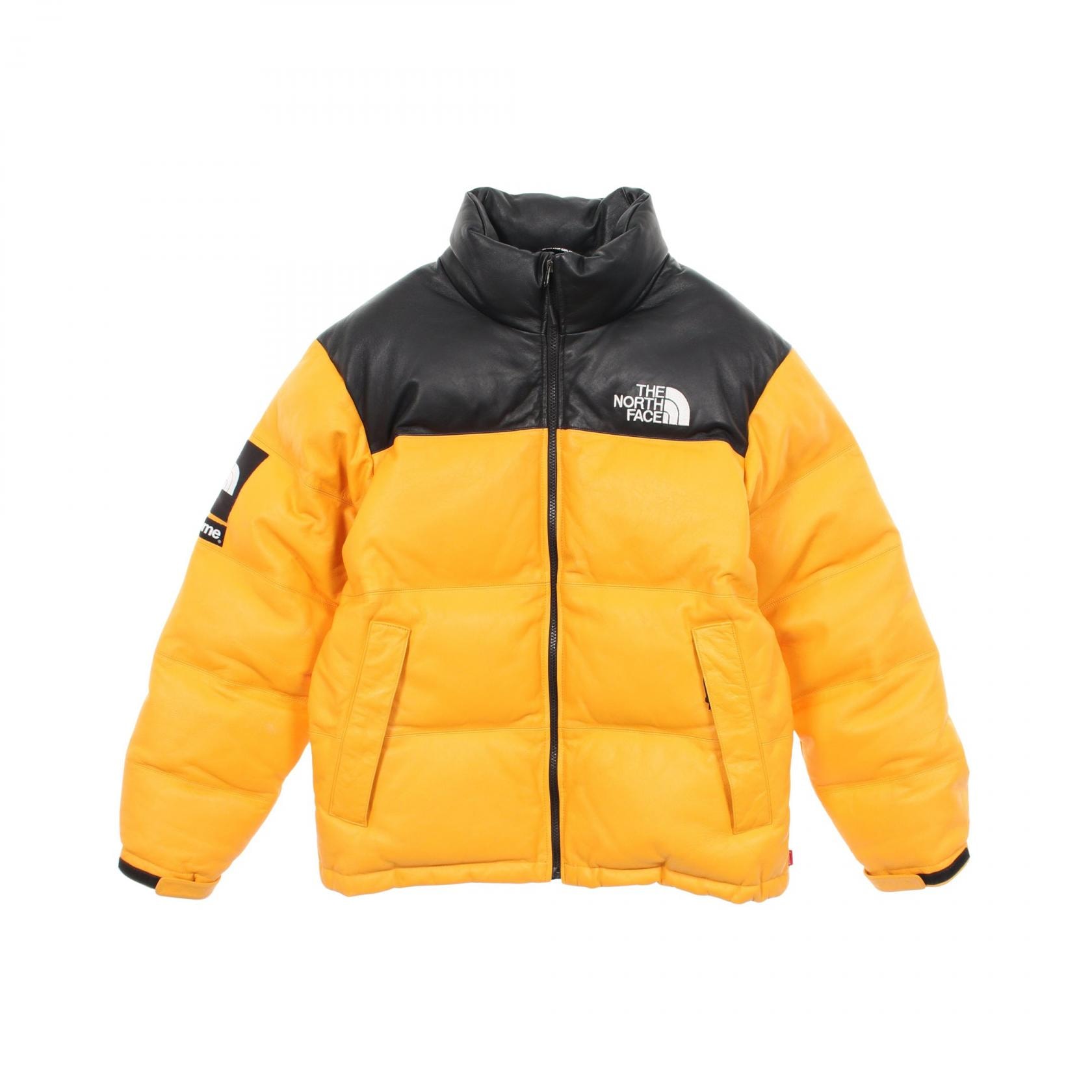 ザ・ノースフェイス THE NORTH FACE THE NORTH FACE × Supreme Leather Nuptse Jacket ダウンジャケット 衣料品 アウター レザー メンズ イエロー系 / ブラック系 【中古】