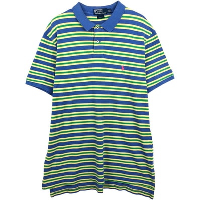 古着 ラルフローレン Ralph Lauren POLO by Ralph Lauren CUSTOM FIT 半袖 ボーダー ポロシャツ メンズXL相当/eaa623030