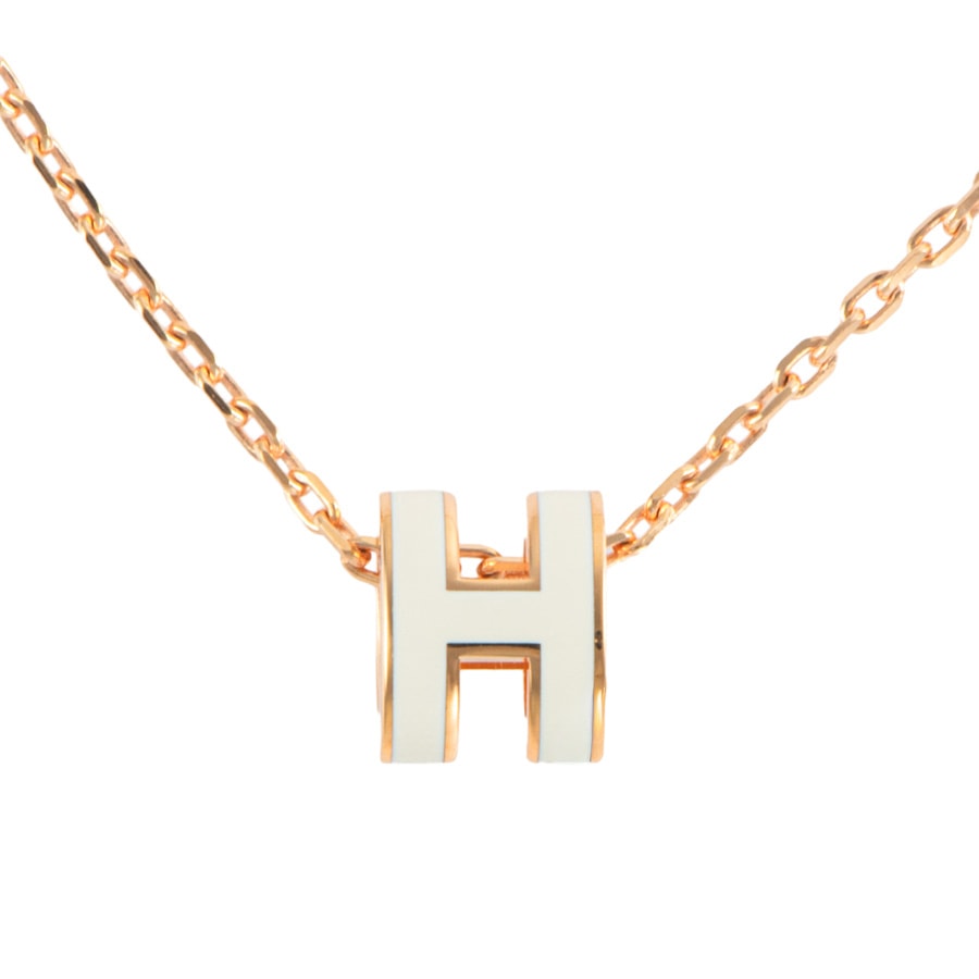 HERMES エルメス ミニ ポップH ポップアッシュ ネックレス POP H ペンダント ピンク ホワイト【中古】