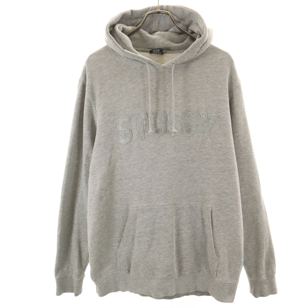 STUSSY ステューシー 長袖 スウェットパーカー M グレー^