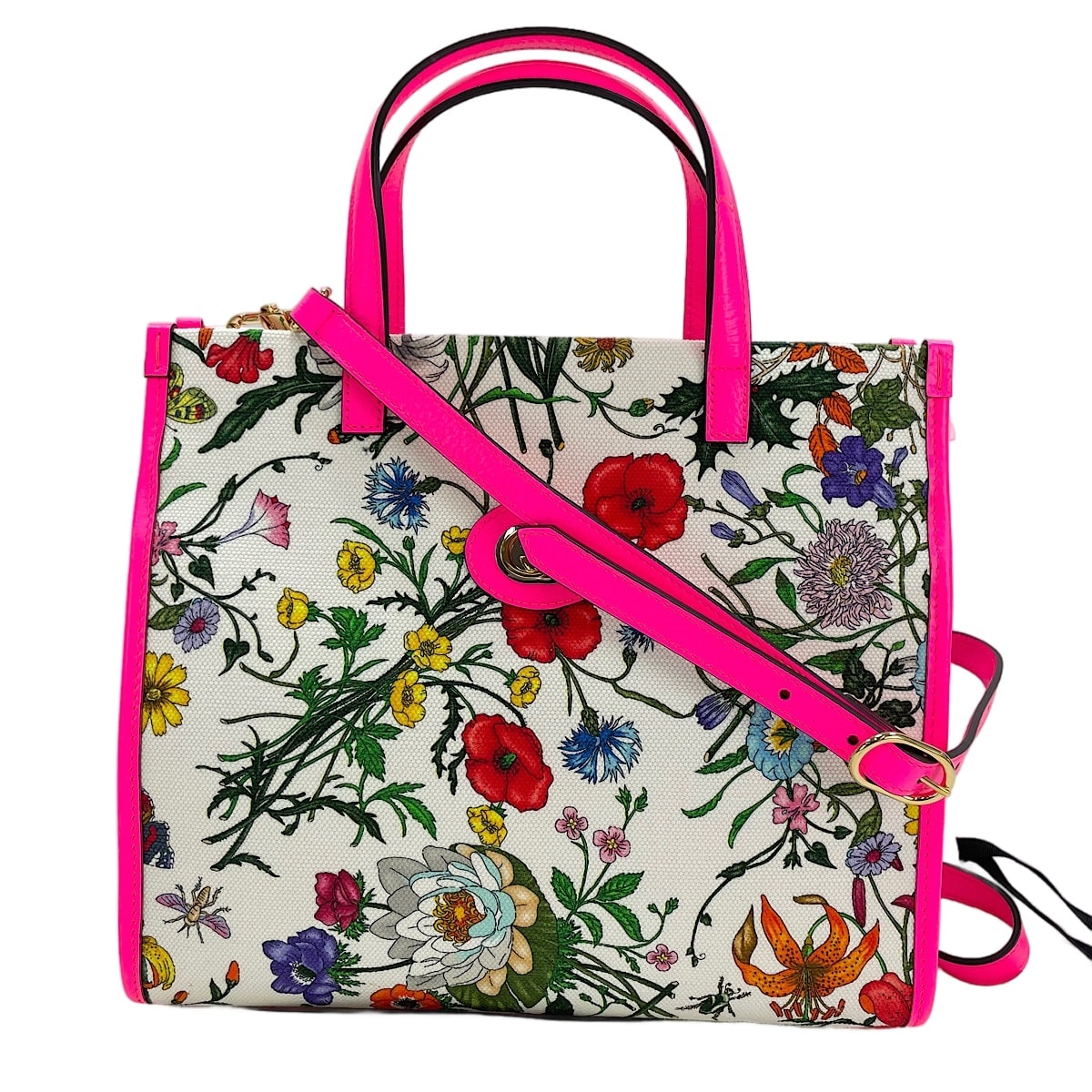グッチ GUCCI キャンバス フローラ 2WAY ハンドバッグ【中古】