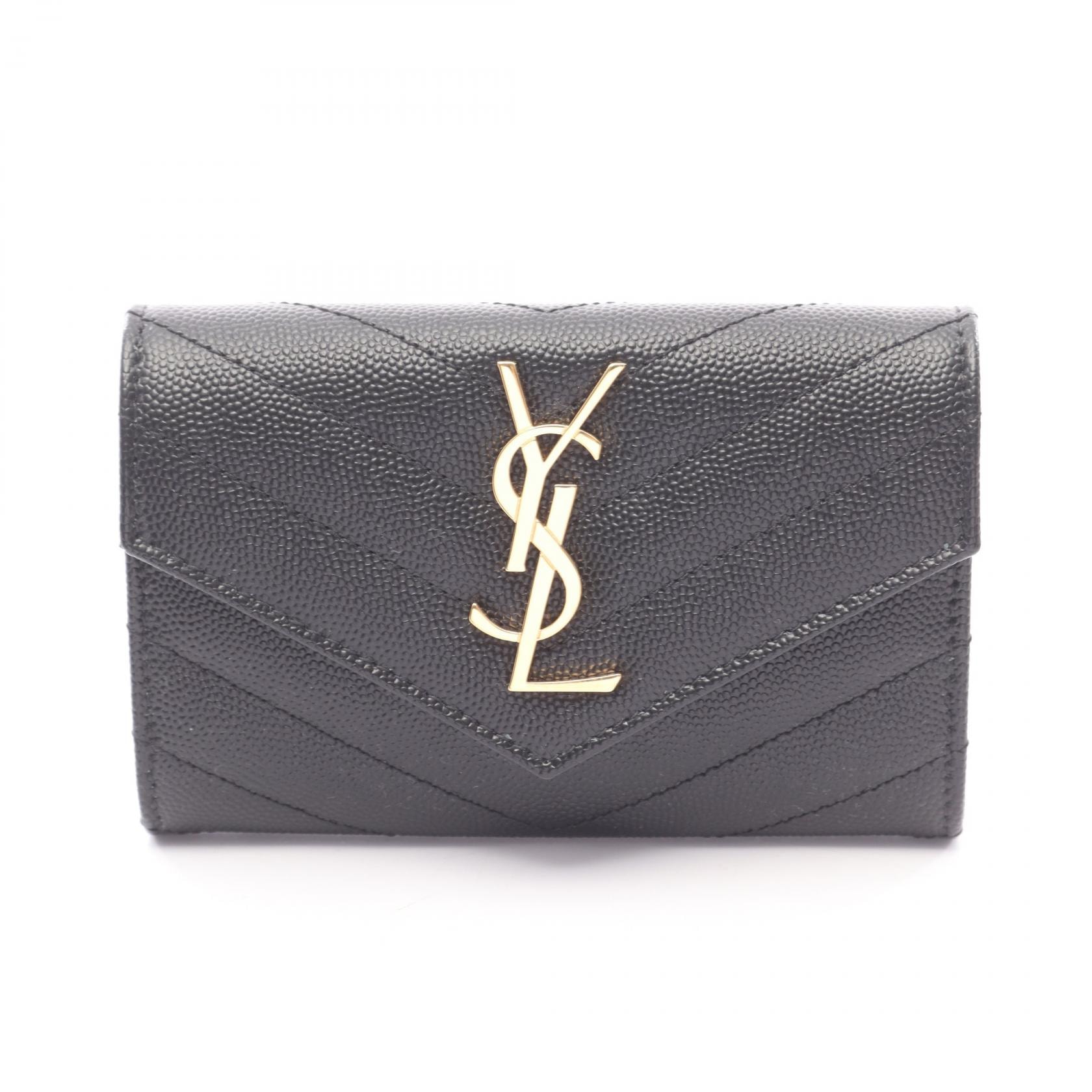 サンローランパリ SAINT LAURENT PARIS モノグラム サンローラン エンベロープ ウォレット 二つ折り財布 財布 レザー レディース ブラック系 414404BOW011000 【新品】