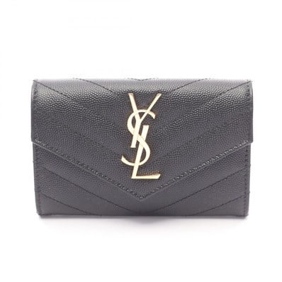 サンローランパリ SAINT LAURENT PARIS モノグラム サンローラン エンベロープ ウォレット 二つ折り財布 財布 レザー レディース ブラック系 414404BOW011000 【新品】