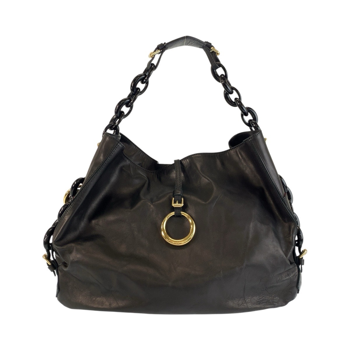 美品 DSQUARED2 ディースクエアード ブラック 黒 ゴールド金具 レザー ショルダーバッグ 602991 【中古】