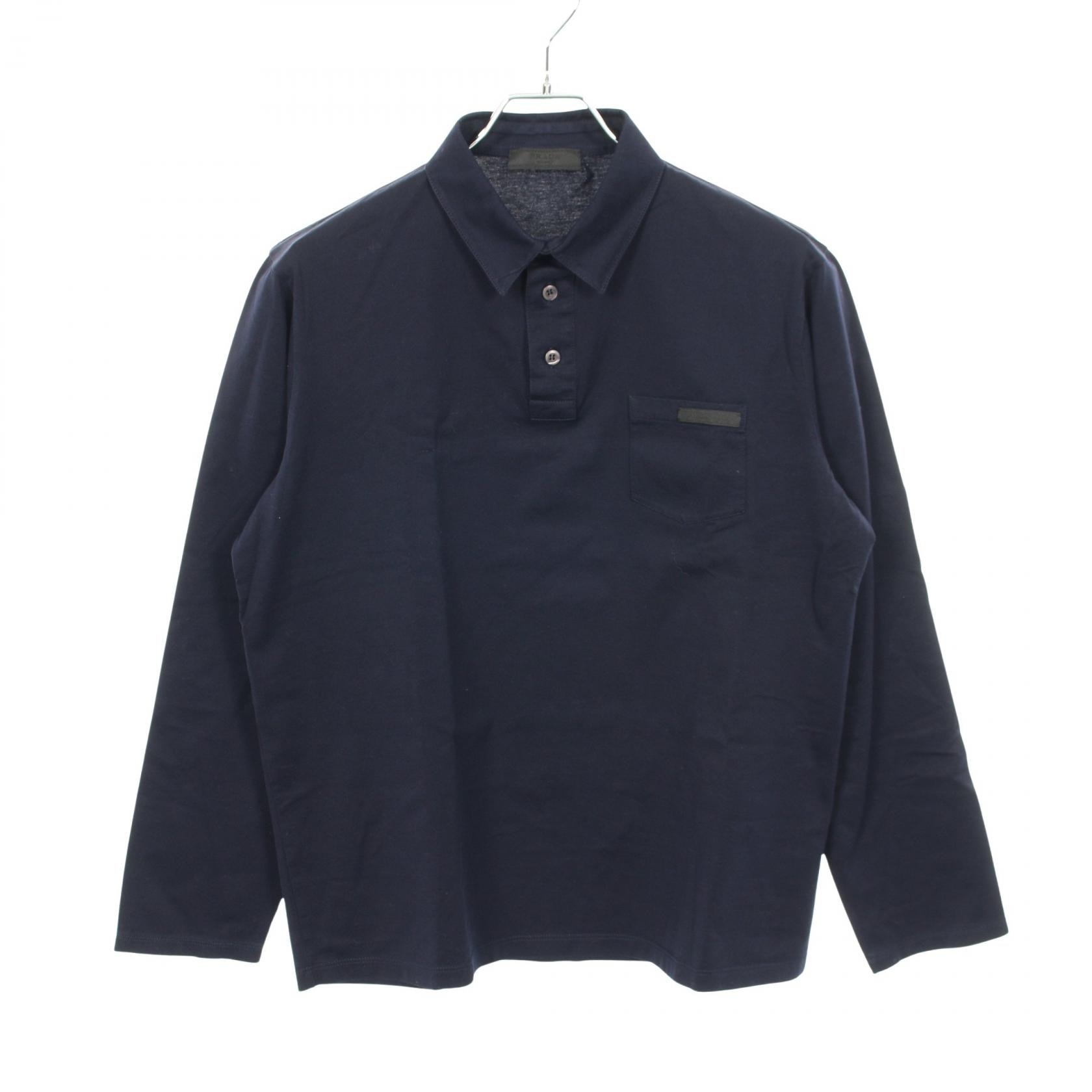 プラダ PRADA ポロシャツ 衣料品 トップス コットン メンズ ネイビー系 【中古】