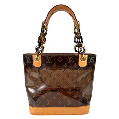 LOUIS VUITTON ルイヴィトン ハンドバッグ カバ・アンブル PM ビニールバッグ M92502 ビニール レザー ブラウン 茶 ゴールド金具 レディース【中古品】