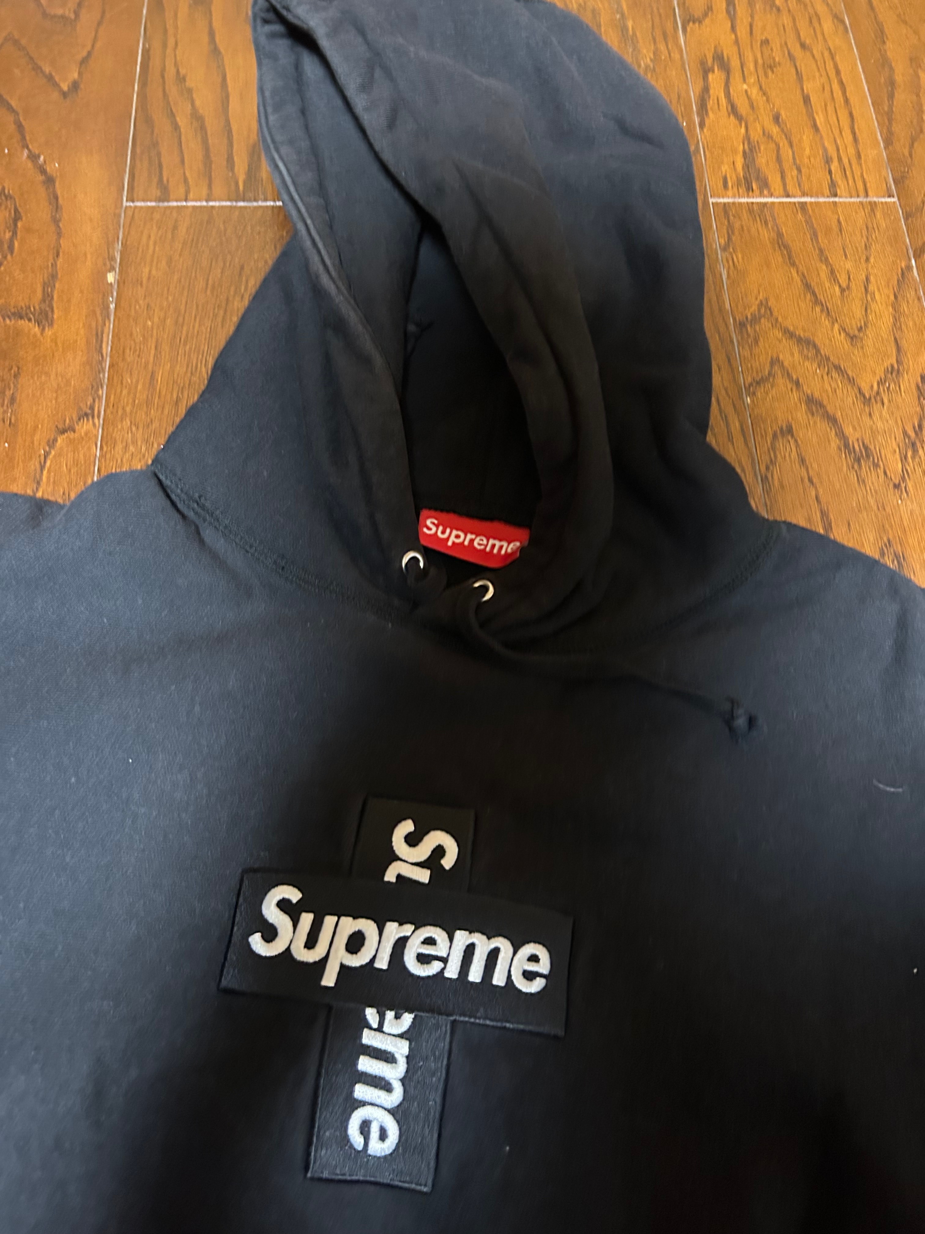 Supreme Cross Box Logo Hooded Sweatshirt "Black"