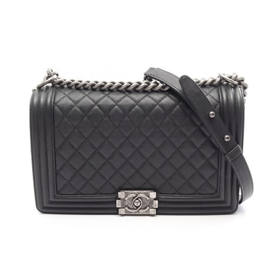 シャネル CHANEL ボーイシャネル ラージ シェブロン ショルダーバッグ バッグ キャビアスキン(グレインドカーフ) レディース ブラック系 A92193 【中古】