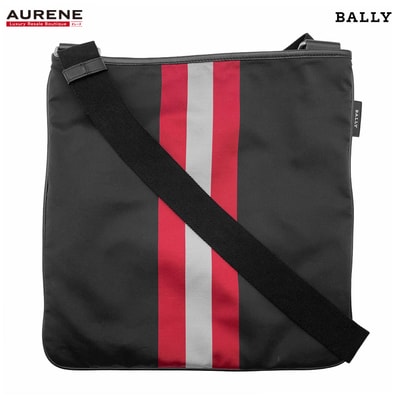 BALLY バリー ショルダーバッグ ストライプ ナイロン レザー ブラック メンズ
【中古】