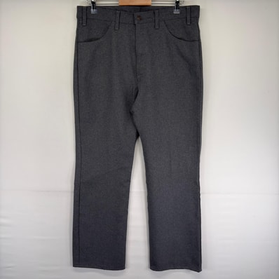 古着 リーバイス Levi's USA製 パンツ フレア ジップ スコービルジッパー ポリエステルパンツ スラックス W38 L32 グレー系 メンズ