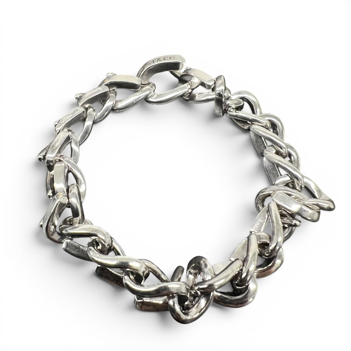 TIFFANY 極美品 ティファニー フォージ ミディアム リンク ブレスレット シルバー SV925 ブレスレット レディース バングル ABランク 中古 鑑定済 ティファニーアクセ