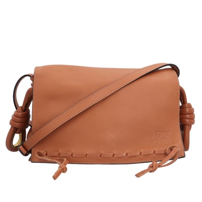 ロエベ レースコレクション フラメンコ フラップ スモール ショルダーバッグ レザー ブラウン レディース LOEWE 中古