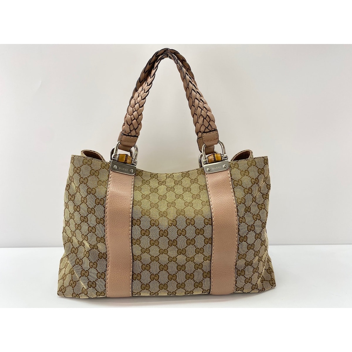 C (やや傷や汚れあり)】グッチ GUCCI GGキャンバス バンブー トート